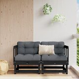 vidaXL Vrtni kotni kavč 2 kosa črna trdna borovina | Shoptok.si