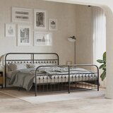 Maison Chic Kovinski Posteljni okvir - Dvoposteljna postelja - Zakonska postelja z vzglavjem in vznožjem črn 183x213 cm, (21696508) | Shoptok.si