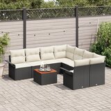 vidaXL 9-dijelni vrtni set sofa s jastučićima crni poli ratan akacija Cijene