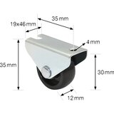 Wagner Fiksno kolo za pohištvo, širina kolesa 12 mm, DE 20 kosov, Ø 30 mm, nosilnost 45 kg | Shoptok.si