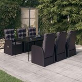  7-dijelni vrtni blagovaonski set s jastucima crni | shoptok.hr
