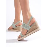 Shelvt Green women's wedge sandals | shoptok.hr