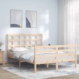 The Living Store Posteljni okvir z vzglavjem 140x200 cm trden les - Posteljni Okvir, (21523993) Cene