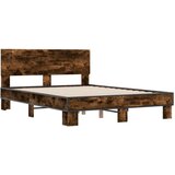 vidaXL Posteljni okvir dimljeni hrast 140x190 cm inž. les in kovina, (21152041) | Shoptok.si