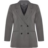 Trendyol Curve Double-breasted Gray Double Breasted Blazer with Closure | Shoptok.si
