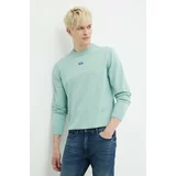 Hugo Blue Bombažen pulover zelena barva, 50514698