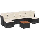 Maison Chic Seti vrtnega pohištva - Vrtna garnitura - Vrtni pohištvo set 8-delna z blazinami črn poli ratan, (21799255) | Shoptok.si