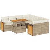 Maison Chic Seti vrtnega pohištva - Vrtna garnitura - Vrtni pohištvo set z blazinami 9-delna bež ratan/akacija, (21796167) | Shoptok.si