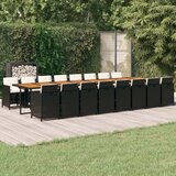vidaXL 17-dijelni vrtni blagovaonski set s jastucima poliratan crni | shoptok.hr