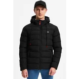 River Club Men's Black Inner Lined Water And Windproof Sports Winter Puffy Coat.