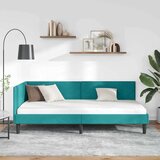 vidaXL Kutni okvir kreveta Ostalo s uzglavljem Tirkizna 90 x 200 cm | shoptok.hr