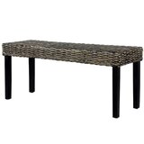  Klupa crna 110 cm prirodni ratan kubu i masivno drvo mahagonija | shoptok.hr