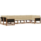 vidaXL Zunanja garnitura za sedenje z blazino 7 pcs Naravna in bež, (5000272752) | Shoptok.si