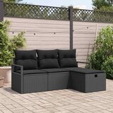  Set sofe s jastukom s pohranom 4 pcs Crna poliratan | shoptok.hr