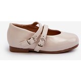 Boto Beige Patent Leather Children's Ballerina Flats with Straps Margenis | Shoptok.si