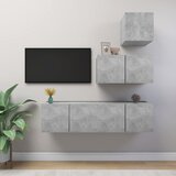 The Living Store Komplet TV omaric 4-delni betonsko siva iverna plošča - Komplet TV Omaric, (21374292) Cene