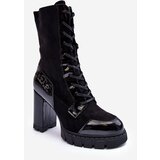 Kesi leather lace-up boots on massive pillar black Khariah | ePonuda.com