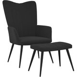 vidaXL Stol za sproščanje s stolčkom črn žamet, (20935234) | Shoptok.si