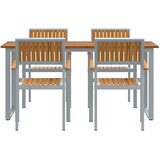  Vrtni set za objed 5 kom. Siva Čvrsto drvo akacije 160 x 80 x 75 cm | Shoptok.si