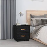 vidaXL Noćni ormarić crni 40 x 34 x 45 cm od masivne borovine Cijene