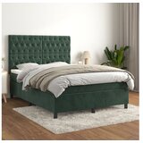 vidaXL Box spring postelja z vzmetnico temno zelena 140x200 Cene