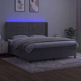  Box spring s madracem LED svjetlosivi 160x200 cm baršun | shoptok.hr
