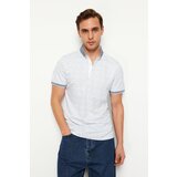 Trendyol Men's White Regular/Normal Fit Patterned Polo Neck T-shirt Cene