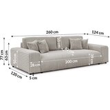 Ropez Svetlo siva raztegljiva/s prostorom za shranjevanje sedežna garnitura iz rebrastega žameta 260 cm Justin – | Shoptok.si