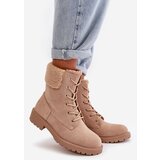 Boto Women's Lined Worker Boots with Zip Beige Mivael | Shoptok.si