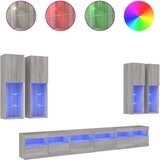 vidaXL Stenske TV omarice z LED lučkami 7 kosov siva sonoma, (21038283) | Shoptok.si