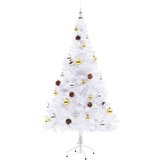 vidaXL umjetno božićno drvce s kuglicama i led svjetlima bijelo 150 cm | shoptok.hr