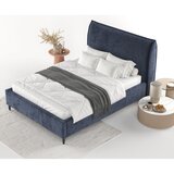 Maison de Rêve Tamno plavi tapecirani bračni krevet s prostorom za odlaganje s podnicom 140x200 cm Shell – | shoptok.hr