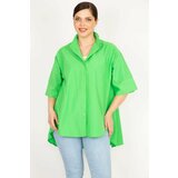 Şans Women's Green Plus Size Front Buttoned Long Back Shirt cene