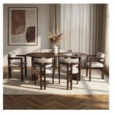 Hanah home Set Trpezarijski sto i 6 stolica Meridia 6 Milano Walnut Dark Walnut White Cene