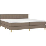  Krevet box spring s madracem LED smeđesivi 200x200 cm tkanina | shoptok.hr