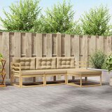  Set vanjskih sofa s jastukom 4 pcs Bijela i bež Poliester | shoptok.hr