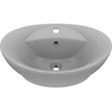 vidaXL Razkošen umivalnik ovalen mat svetlo siv 58,5x39 cm keramika, (21409346) | Shoptok.si