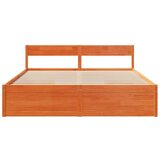  Posteljni okvir s predali voščeno rjav 180x200cm trdna borovina | Shoptok.si