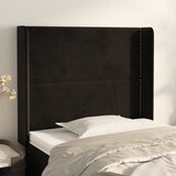  Uzglavlje s ušima crno 83x16x118/128 cm baršunasto | shoptok.hr