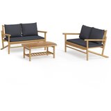 Maison Chic Seti vrtnega pohištva - Vrtna garnitura - Vrtni pohištvo set 3-delna temno sive blazine bambus, (21810990) | Shoptok.si