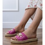 D/CEO Pink woven espadrille flip-flops with walrus shells | Shoptok.si