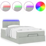  Otomanski krevet s madracem i LED svijetlosivi 120x190cm baršun | shoptok.hr