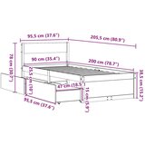 vidaXL Okvir kreveta s ladicama 90x200 cm od masivne borovine | shoptok.hr
