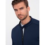 Ombre Men's BIKER jacket in structured fabric - navy blue cene