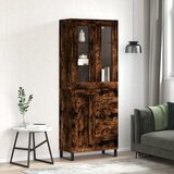 vidaXL Visoka komoda dimljen hrast 69,5x34x180 cm inženirski les | Shoptok.si