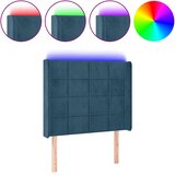  LED uzglavlje tamnoplavo 103x16x118/128 cm baršunasto | shoptok.hr
