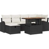 vidaXL Vrtna sedežna garnitura z blazino 7 pcs Črna Poly ratan, (5000021200) | Shoptok.si