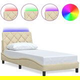  posteljni okvir z LED brez vzmetnice Cream 80x200 cm Tkanina, (21829472) | Shoptok.si