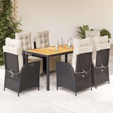 vidaXL 7-dijelni vrtni blagovaonski set s jastucima crni od poliratana | shoptok.hr