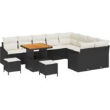 vidaXL 12-delna vrtna garnitura z blazinami Črna poly ratan acacia | Shoptok.si